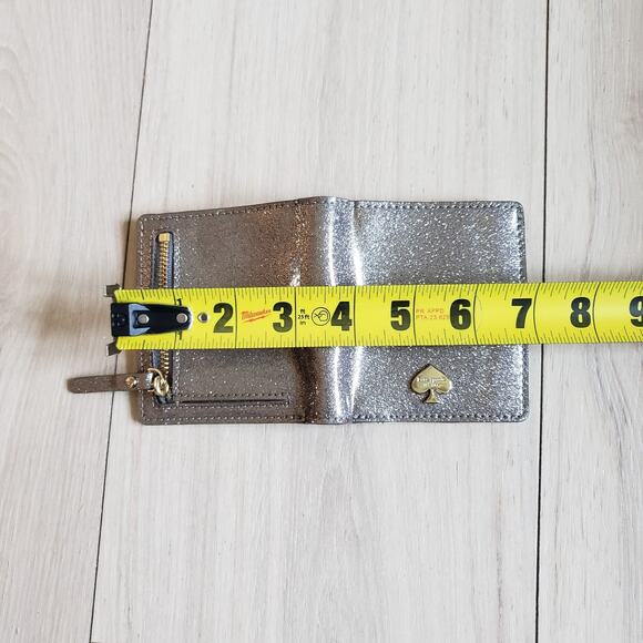 Kate Spade Wallet Stacy New York Gray Glitter Bug Compact Bifold Aurora Sparkly - Picture 6 of 8